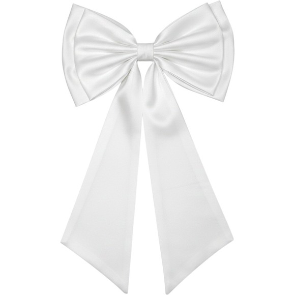 Accessories - Oversized White Satin Bridal Bow Dress Embellishment Hair Accessory 14x24 Inch